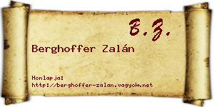 Berghoffer Zalán névjegykártya